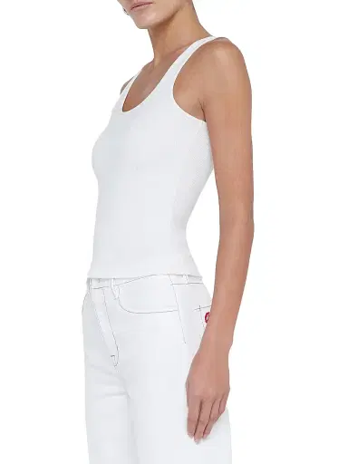 L'AGENCE Women's Adira Rib-Knit Tank - White | Thumbnail 4