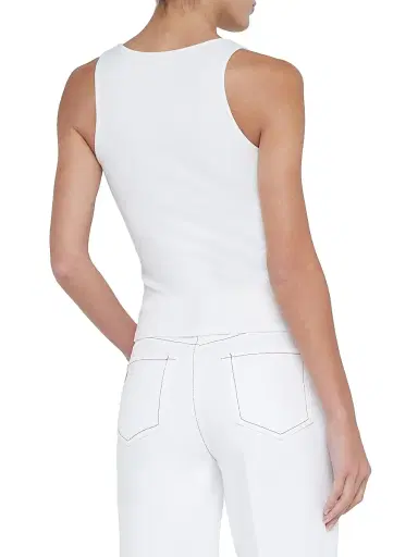 L'AGENCE Women's Adira Rib-Knit Tank - White | Thumbnail 5
