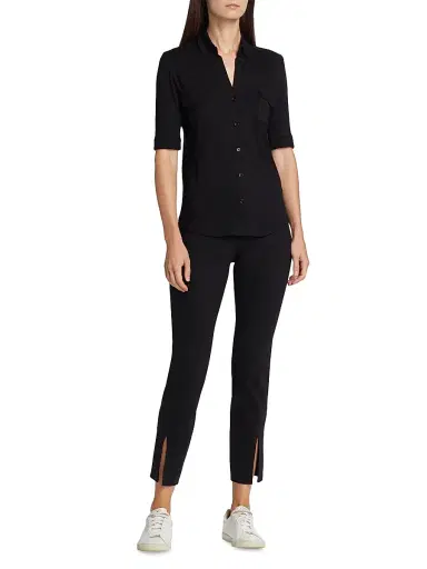 Majestic Filatures Women's Soft Touch Elbow-Sleeve Pocket Shirt - Noir | Thumbnail 2 Majestic Filatures Women's Soft Touch Elbow-Sleeve Pocket Shirt - Noir | Thumbnail 2