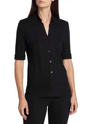 Majestic Filatures Women's Soft Touch Elbow-Sleeve Pocket Shirt - Noir | Thumbnail 3 Majestic Filatures Women's Soft Touch Elbow-Sleeve Pocket Shirt - Noir | Thumbnail 3