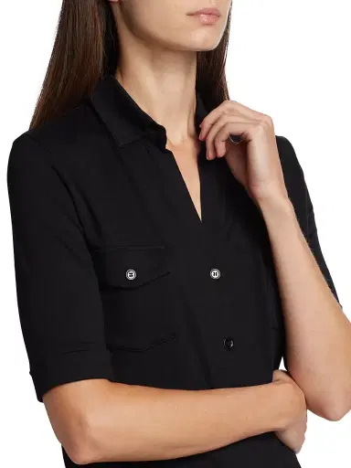 Majestic Filatures Women's Soft Touch Elbow-Sleeve Pocket Shirt - Noir | Thumbnail 6 Majestic Filatures Women's Soft Touch Elbow-Sleeve Pocket Shirt - Noir | Thumbnail 6