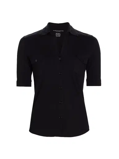 Majestic Filatures Women's Soft Touch Elbow-Sleeve Pocket Shirt - Noir | Thumbnail 1 Majestic Filatures Women's Soft Touch Elbow-Sleeve Pocket Shirt - Noir | Thumbnail 1