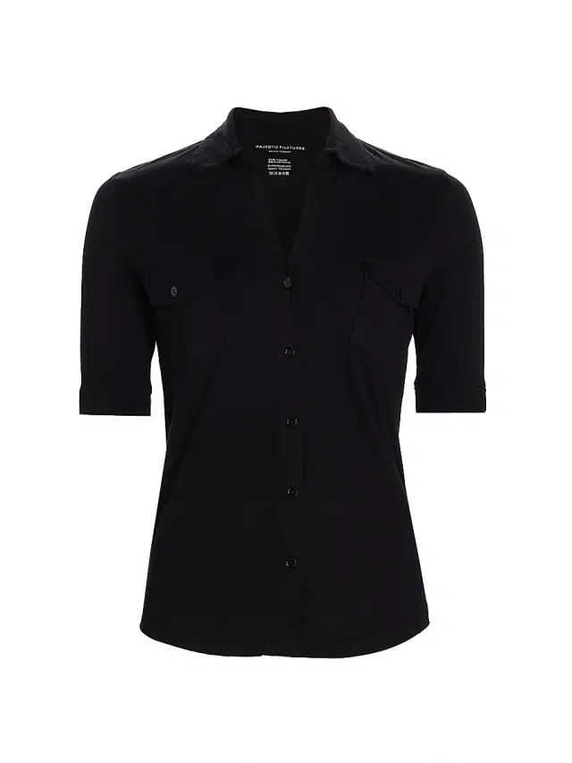 Women's Soft Touch Elbow-Sleeve Pocket Shirt - Noir