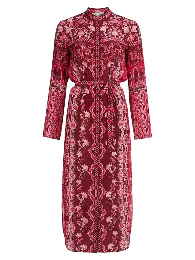 Saloni Women's Molly D Floral Silk A-Line Midi-Shirtdress - Cornice Floral