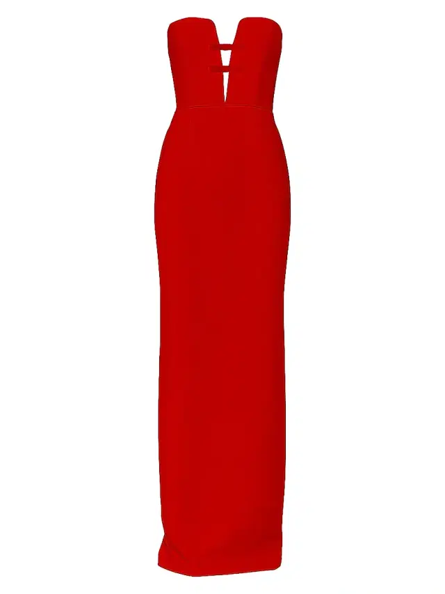 The New Arrivals Ilkyaz Ozel Women's Noa Pedro Bow-Detail Crepe Strapless Gown - Pedro Red