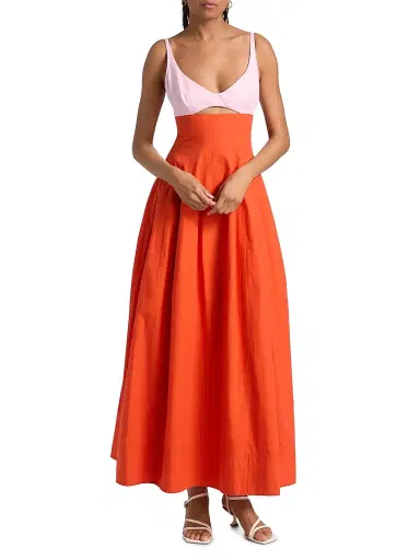 Simkhai Women's Maddy Cotton-Blend A-Line Midi-Dress - Lobster Multi - Size 4 | Thumbnail 2 Simkhai Women's Maddy Cotton-Blend A-Line Midi-Dress - Lobster Multi - Size 4 | Thumbnail 2
