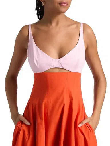 Simkhai Women's Maddy Cotton-Blend A-Line Midi-Dress - Lobster Multi - Size 4 | Thumbnail 6 Simkhai Women's Maddy Cotton-Blend A-Line Midi-Dress - Lobster Multi - Size 4 | Thumbnail 6