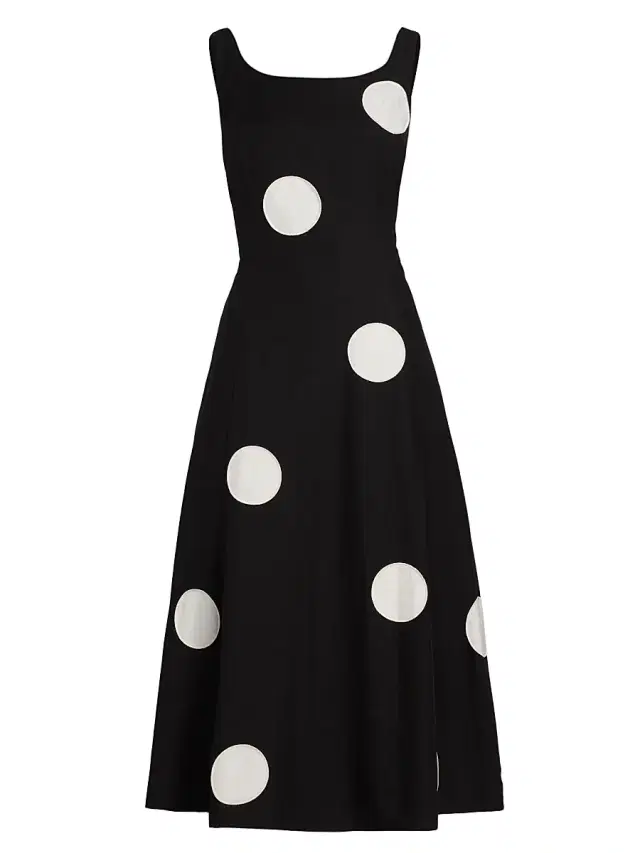 Elie Tahari Women's The Lucie Polka Dot Fit-&-Flare Midi-Dress - Noir And White