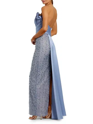 Mac Duggal Women's Embellished Pleated Strapless Gown - Fusion Blue - Size 10 | Thumbnail 2
