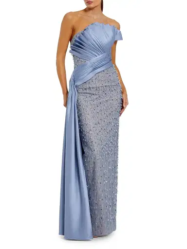 Mac Duggal Women's Embellished Pleated Strapless Gown - Fusion Blue - Size 10 | Thumbnail 1