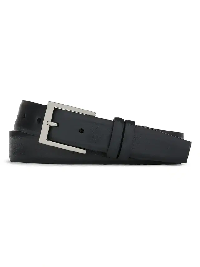 Men's Nappa Leather Plated-Brass Belt - Black