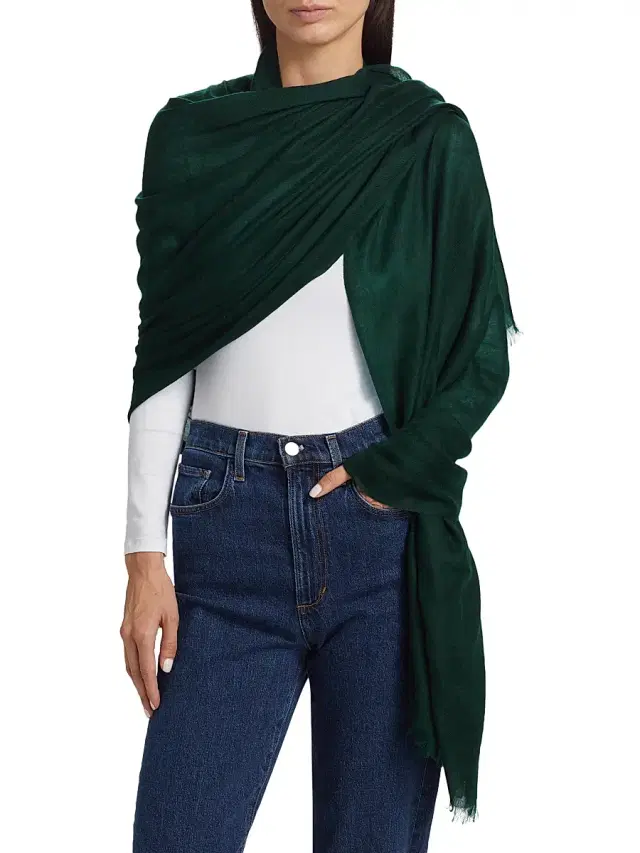 Sofia Cashmere Women's Lightweight Cashmere Scarf - Dark Green