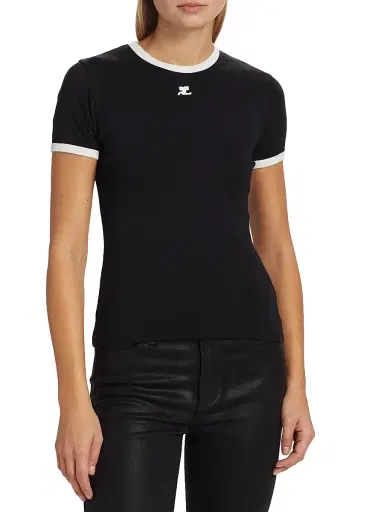 Courrèges Women's Reedition Contrast Cotton Tee | Thumbnail 3