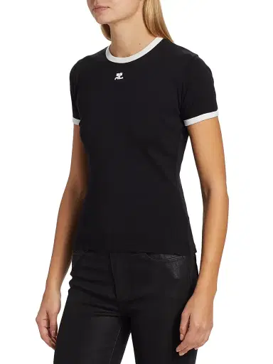 Courrèges Women's Reedition Contrast Cotton Tee | Thumbnail 4