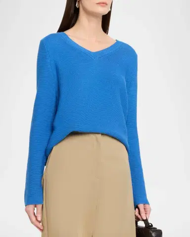 Weekend Max Mara V-Neck Cotton Knit Sweater | Thumbnail 4