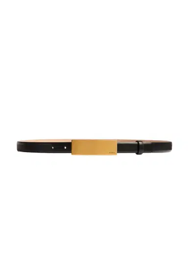 Khaite Berlin Belt In Black Leather With Antique Gold | Thumbnail 1