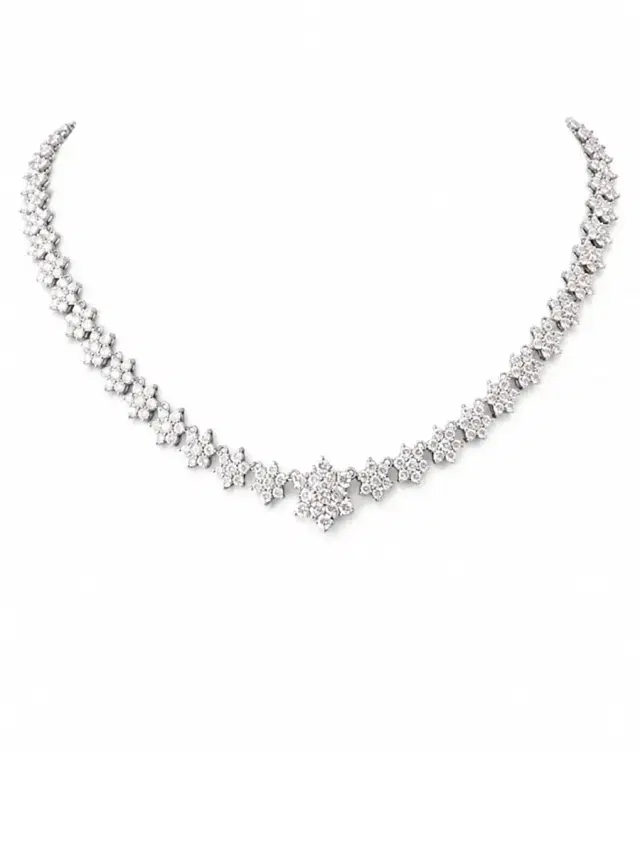 Wish Fine Jewelry 10.30ct Diamond 18K Gold Graduated Tennis Necklace