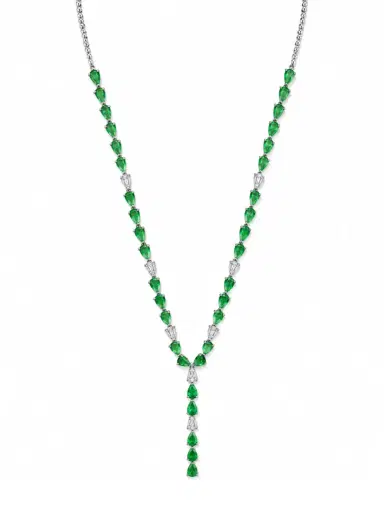 Wish Fine Jewelry 12.78ct Diamond Emerald 18K Gold Lariat Necklace | Thumbnail 2 Wish Fine Jewelry 12.78ct Diamond Emerald 18K Gold Lariat Necklace | Thumbnail 2