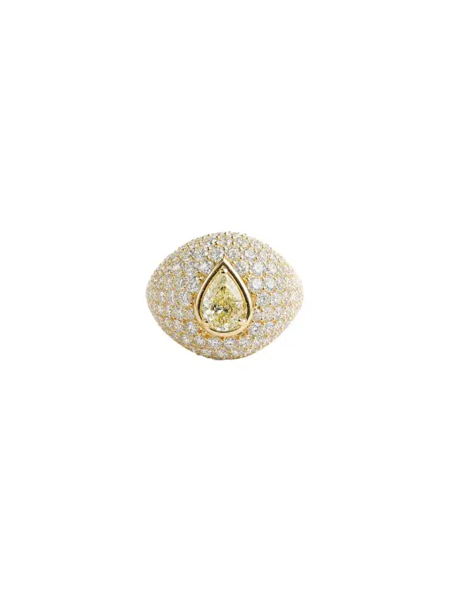 2.41ct Diamond 18K Gold Pave Pear Ring