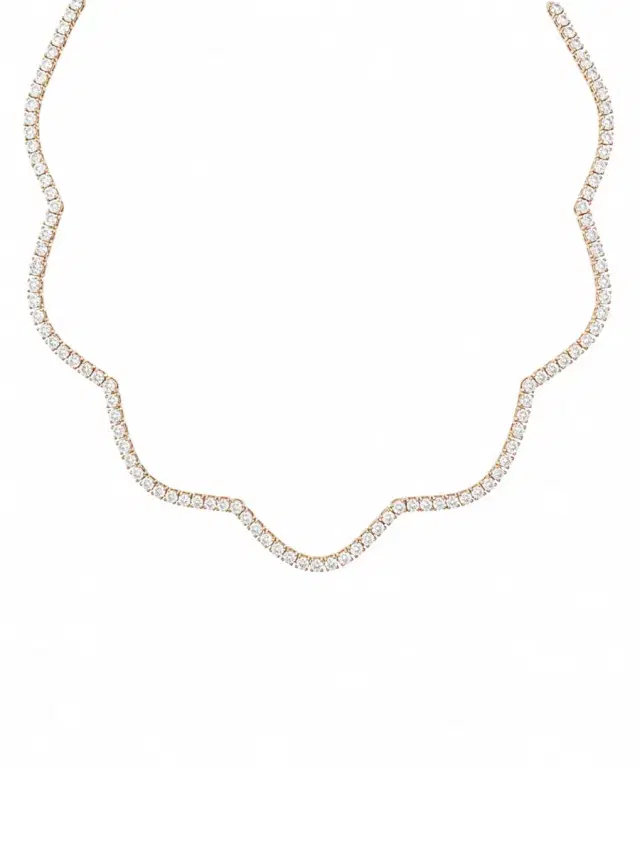 Wish Fine Jewelry 2.94ct Diamond 14K Gold Wave Necklace