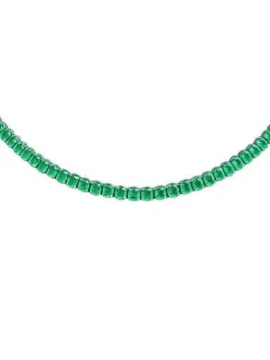 Wish Fine Jewelry 20.30ct Emerald 18K Gold Oval Tennis Necklace | Thumbnail 2