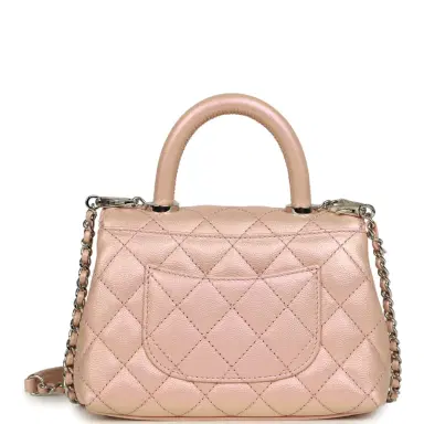 Chanel Chanel Micro Coco Top Handle Flap Iridescent Pink Shiny Caviar Mixed Metal Hardware | Thumbnail 4 Chanel Chanel Micro Coco Top Handle Flap Iridescent Pink Shiny Caviar Mixed Metal Hardware | Thumbnail 4