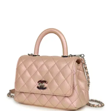 Chanel Chanel Micro Coco Top Handle Flap Iridescent Pink Shiny Caviar Mixed Metal Hardware | Thumbnail 5 Chanel Chanel Micro Coco Top Handle Flap Iridescent Pink Shiny Caviar Mixed Metal Hardware | Thumbnail 5