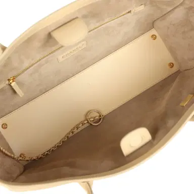 Chanel Chanel Small Cerf Shopping Bag Beige Calfskin Gold Hardware | Thumbnail 7