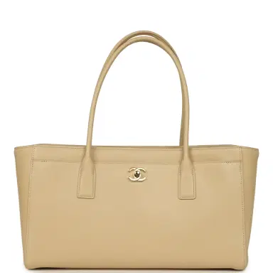 Chanel Chanel Small Cerf Shopping Bag Beige Calfskin Gold Hardware | Thumbnail 1