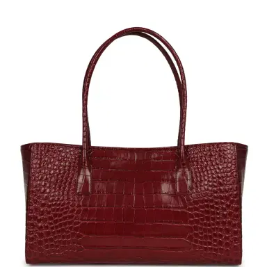 Chanel Chanel Small Cerf Shopping Bag Burgundy Croc Embossed Calfskin Gold Hardware | Thumbnail 4 Chanel Chanel Small Cerf Shopping Bag Burgundy Croc Embossed Calfskin Gold Hardware | Thumbnail 4