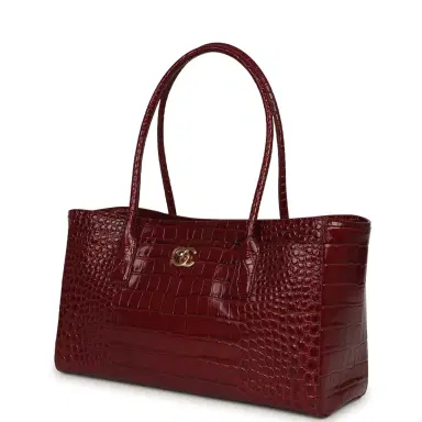 Chanel Chanel Small Cerf Shopping Bag Burgundy Croc Embossed Calfskin Gold Hardware | Thumbnail 5 Chanel Chanel Small Cerf Shopping Bag Burgundy Croc Embossed Calfskin Gold Hardware | Thumbnail 5