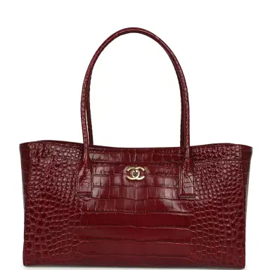 Chanel Chanel Small Cerf Shopping Bag Burgundy Croc Embossed Calfskin Gold Hardware | Thumbnail 1 Chanel Chanel Small Cerf Shopping Bag Burgundy Croc Embossed Calfskin Gold Hardware | Thumbnail 1