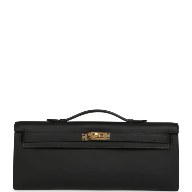 hermes Hermes Kelly Cut Black Swift Gold Hardware