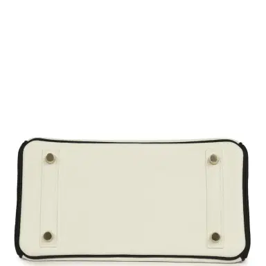 HERMÈS Hermes Special Order (HSS) Birkin 25 White and Black Togo Brushed Gold Hardware | Thumbnail 6