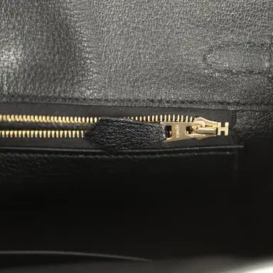 HERMÈS Hermes Special Order (HSS) Birkin 25 White and Black Togo Brushed Gold Hardware | Thumbnail 9