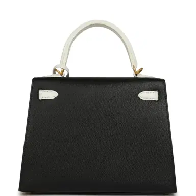 HERMÈS Hermes Special Order (HSS) Kelly Sellier 25 Black and White Epsom Brushed Gold Hardware | Thumbnail 4 HERMÈS Hermes Special Order (HSS) Kelly Sellier 25 Black and White Epsom Brushed Gold Hardware | Thumbnail 4