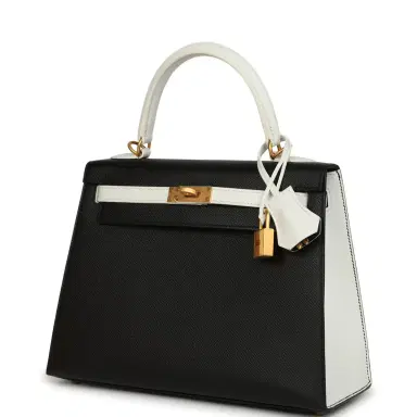 HERMÈS Hermes Special Order (HSS) Kelly Sellier 25 Black and White Epsom Brushed Gold Hardware | Thumbnail 5 HERMÈS Hermes Special Order (HSS) Kelly Sellier 25 Black and White Epsom Brushed Gold Hardware | Thumbnail 5