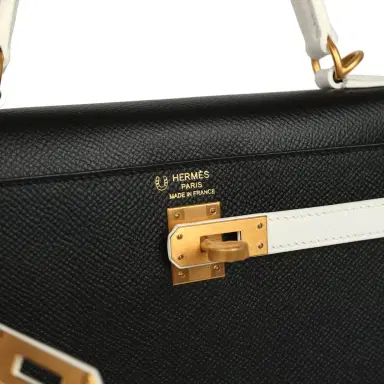 HERMÈS Hermes Special Order (HSS) Kelly Sellier 25 Black and White Epsom Brushed Gold Hardware | Thumbnail 7 HERMÈS Hermes Special Order (HSS) Kelly Sellier 25 Black and White Epsom Brushed Gold Hardware | Thumbnail 7