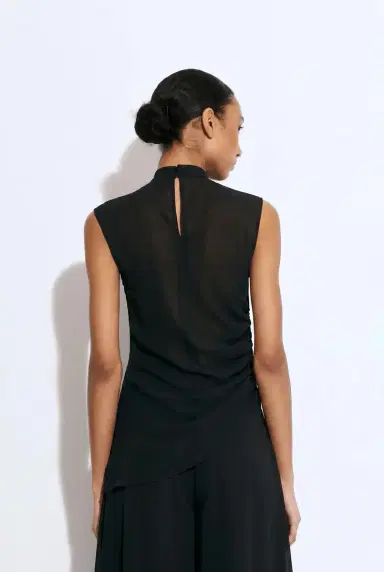 LAPOINTE Lightweight Georgette Mock Neck Ruched Top | Thumbnail 2 LAPOINTE Lightweight Georgette Mock Neck Ruched Top | Thumbnail 2