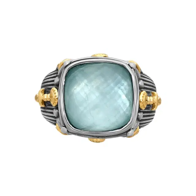 Konstantino Konstantino Gen K 2 Sterling Silver & 18K Yellow Gold Aquamarine Ring Sz.7 by The Solist