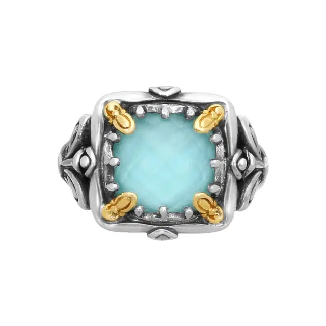 Konstantino Konstantino Gen K Sterling Silver & 18K Yellow Gold Turquoise Ring Sz. 7 DKJ936-137 - by The Solist