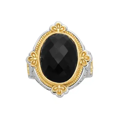 Konstantino Konstantino Nykta Sterling Silver & 18K Yellow Gold Onyx Ring Sz. 7 by The Solist | Thumbnail 1