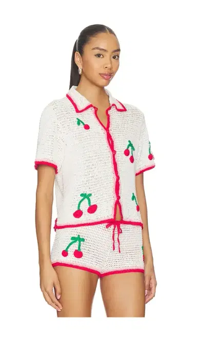 Leslie Amon Ruby Crochet Shirt | Thumbnail 2