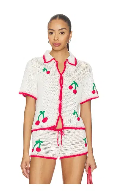 Leslie Amon Ruby Crochet Shirt | Thumbnail 1