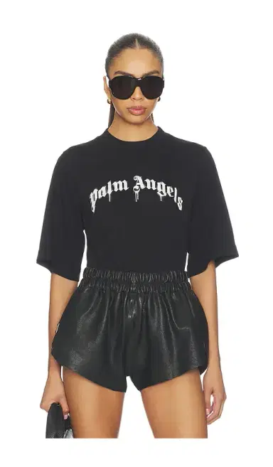 Palm Angels Curved Logo Boxy Tee | Thumbnail 1 Palm Angels Curved Logo Boxy Tee | Thumbnail 1