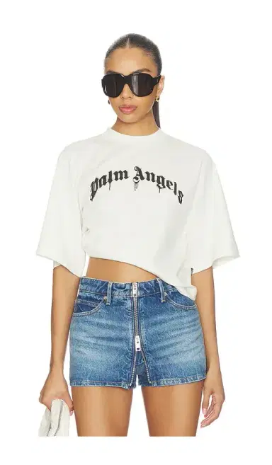 Palm Angels Curved Logo Boxy Tee | Thumbnail 1 Palm Angels Curved Logo Boxy Tee | Thumbnail 1