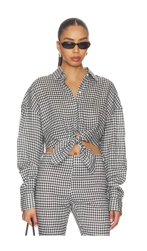 AEXAE x REVOLVE Linen Shirt Tie Top