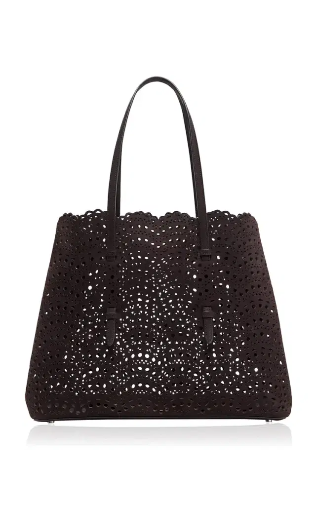 Alaïa Mina 37 Nubuck Leather Shoulder Bag