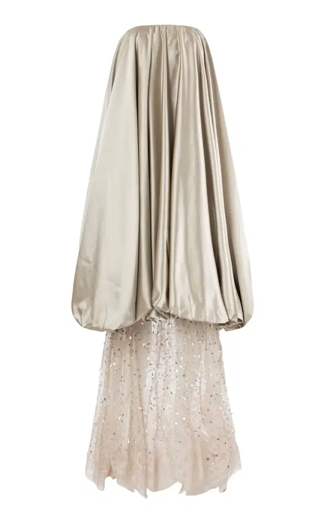 Champagne Lace & Duchesse Satin Gown