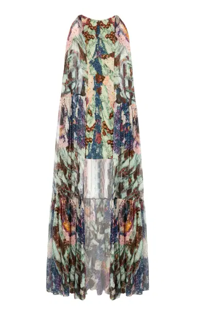 La Fuori Genevieve Nebula Cape-Detailed Silk Mini Dress | Thumbnail 1 La Fuori Genevieve Nebula Cape-Detailed Silk Mini Dress | Thumbnail 1